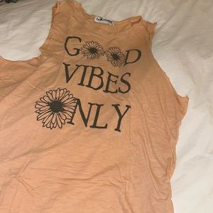 Brokedown tank “ good vibes only “ cute with flowers